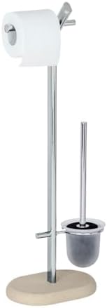 WENKO Free Standing Toilet Brush Holder Steel Beige