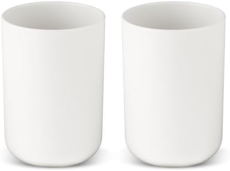 2Pcs Unbreakable Plastic Tumblers Dishwasher Safe White Bathroom Cups