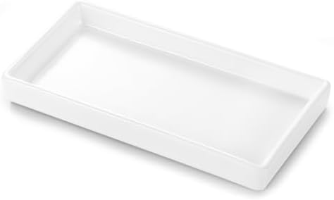 Luxspire White Ceramic Vanity Tray for Bathroom and Kitchen