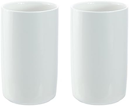 Gaolinci 2 Pcs White Porcelain Mouthwash Tumbler Set