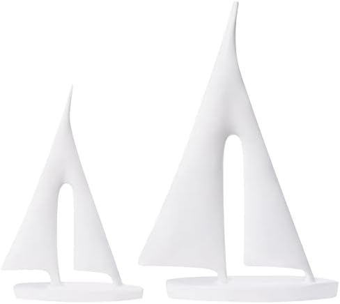 Modern Sailboat Sculpture Decor 2 Pack White