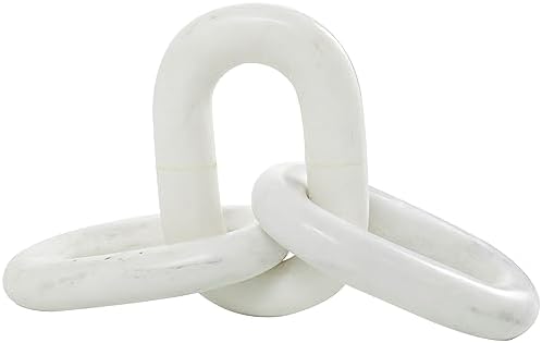 Deco 79 White Marble Chain Sculpture 3 Link Home Decor Statue
