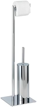 WENKO Free Standing Toilet Brush Holder Steel Silver 20x20x715cm