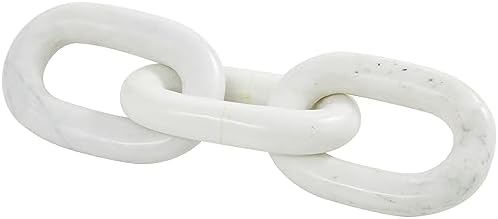 Deco 79 White Marble Chain Sculpture 3 Link Home Decor Statue
