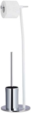 Toilet Brush Holder with Roll Holder - Modern WhiteChrome