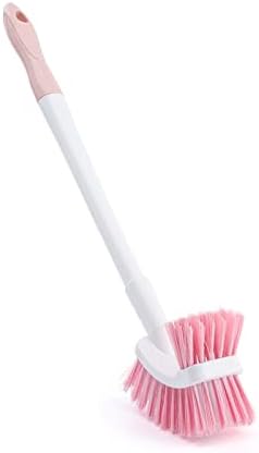 TOMYEUS Pink Toilet Brush with Holder for Dead Angle Cleaning