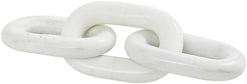 Deco 79 White Marble Chain Sculpture 3 Link Home Decor Statue