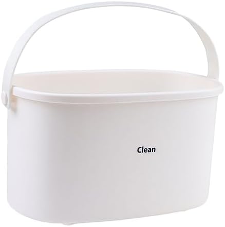 Mobestech 1Pc White Plastic Shower Organizer Basket for Bathroom Kitchen and Food Storage