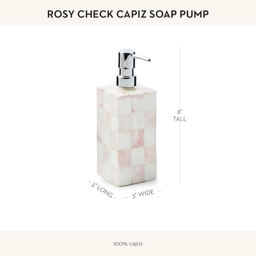 MACKENZIE-CHILDS Capiz Soap Pump with Pink-and-White Rosy Check