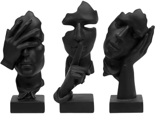 Abboxoo 3 Pcs Thinker Statue Set Modern Minimalist Resin Sculptures for Living Room Home Office