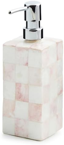 MACKENZIE-CHILDS Capiz Soap Pump with Pink-and-White Rosy Check