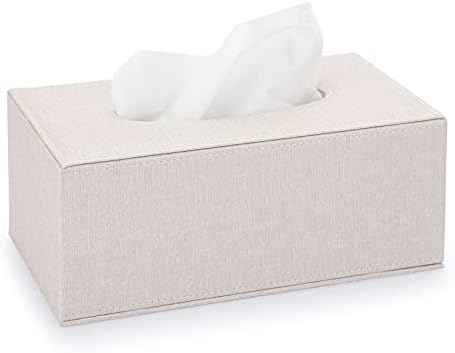Sumnacon Tissue Box Cover Rectangle Linen Beige