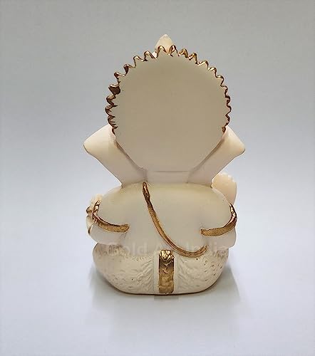 Peach Ivory Ganesha Idol for Home Decor and Car Dashboard