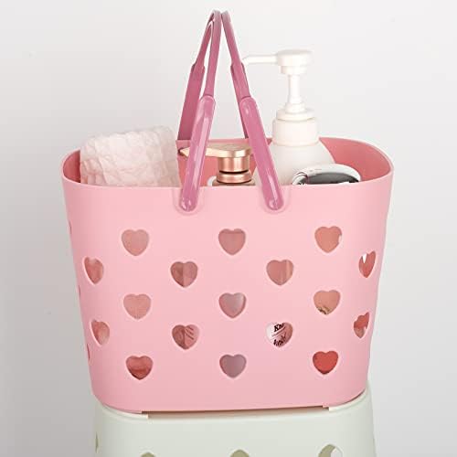 Anyoifax Portable Shower Caddy Tote with Handle - Pink