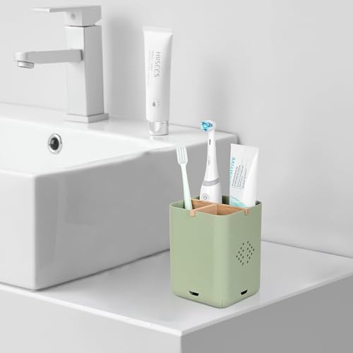 Durable Toothbrush Holder with 3 Slots Green