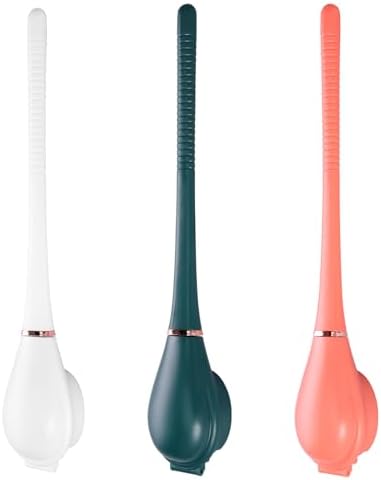 3Pcs ABS Shell Toilet Brush with Wall Mount Holder and Flexible Bristles