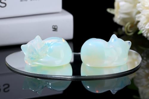 YATOJUZI 2 Inch Sleeping Cat Crystal Statue Decor