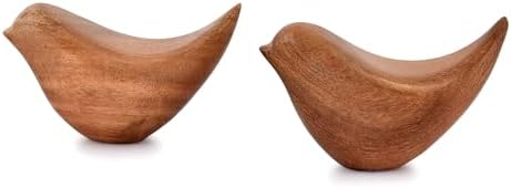 NIRMAN Acacia Wood Bird Statues Set of 2 1