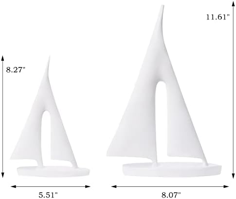 Modern Sailboat Sculpture Decor 2 Pack White
