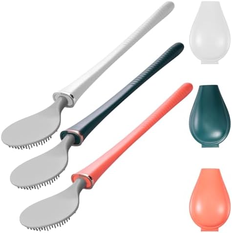 3Pcs ABS Shell Toilet Brush with Wall Mount Holder and Flexible Bristles