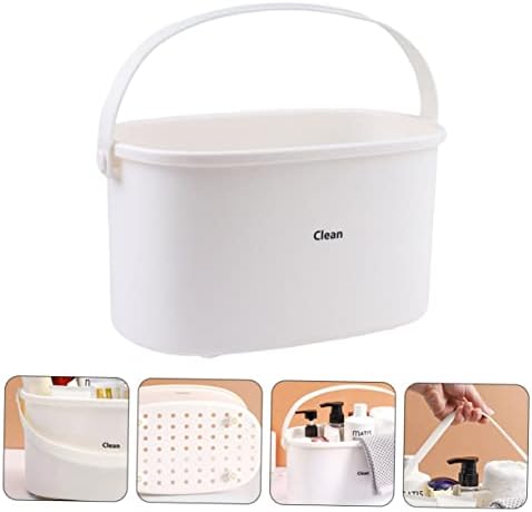 Mobestech 1Pc White Plastic Shower Organizer Basket for Bathroom Kitchen and Food Storage