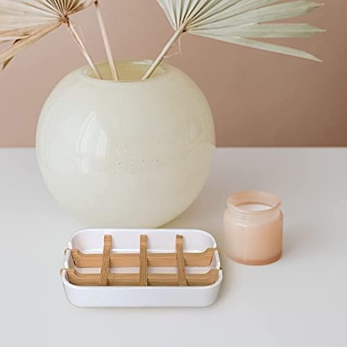 Aoheuo Modern Bamboo Fiber Soap Holder and Dish Set
