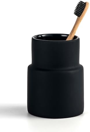 Modern Matte Ceramic Toothbrush Holder Black