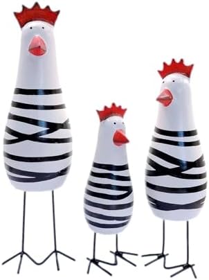 JZK 3 Wooden Chicken Ornament Set for Home Office Decor
