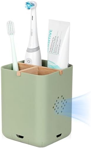Durable Toothbrush Holder with 3 Slots Green