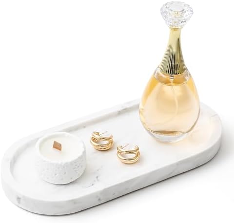 WORHE Natural Marble Vanity Tray for Candles Jewelry