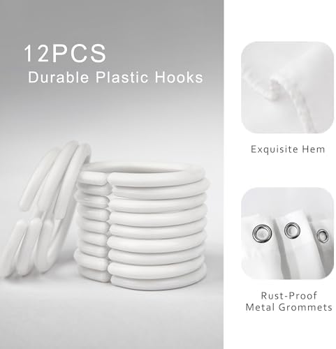 Riyidecor 4PCs Black Red Shower Curtain Set with Non-Slip Mats