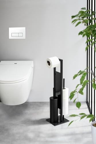 WENKO Rivalta Toilet Set with Brush Roll Holders Matte Black