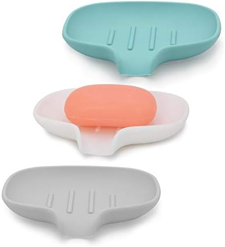 3 Pack Silicone Soap Dish with Drain