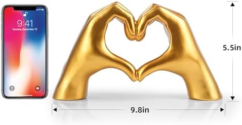 Gold Heart Hand Sculpture Home Decor Art