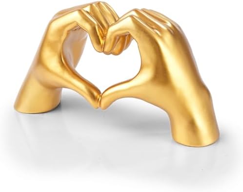 Gold Heart Hand Sculpture Home Decor Art