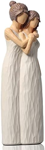 LCCCK Mother Daughter Hugging Figurines Resin Sculpted Statue for Mom Grandma Birthday Gifts