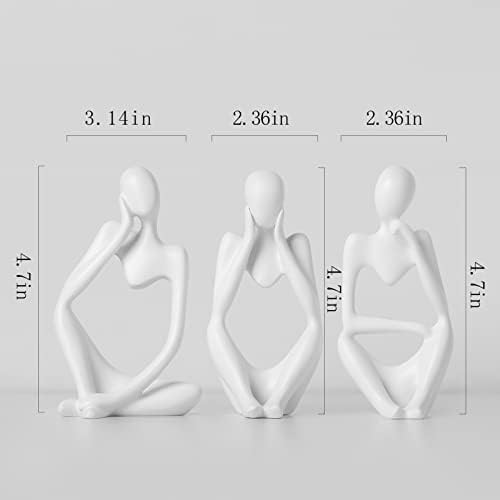 BrownLove 3pcs Decor Abstract Thinker Statues Resin Art Sculptures