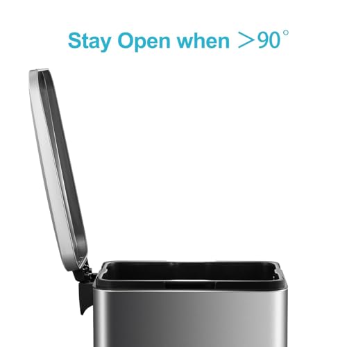 Sunvasagoo 132 Gallon Hands-Free Trash Can - Rectangular Soft Close Fingerprint Resistant