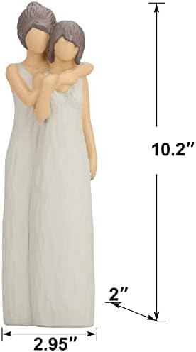 LCCCK Mother Daughter Hugging Figurines Resin Sculpted Statue for Mom Grandma Birthday Gifts