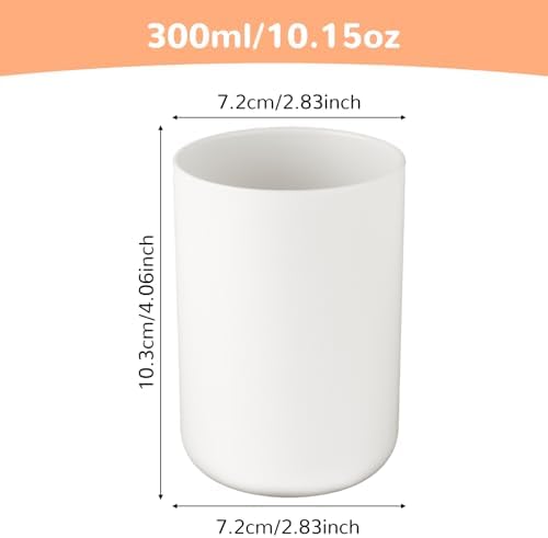 2Pcs Unbreakable Plastic Tumblers Dishwasher Safe White Bathroom Cups
