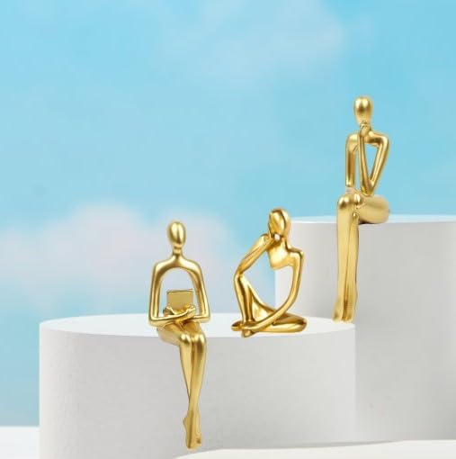 Gold Thinker Statue Accents Set of 3