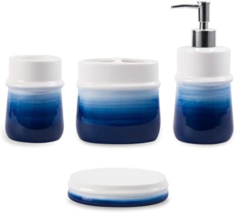 Navy Blue 4-Piece Ceramic Bathroom Accessory Set