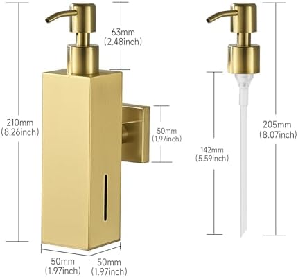 Wall Mount Soap Dispenser Brushed Gold 304 Stainless Steel