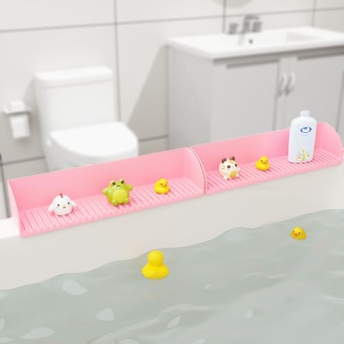 Roslim 2Pack Silicone Splash Guard for Kids with 4 Suction Cups Pink