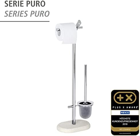 WENKO Free Standing Toilet Brush Holder Steel Beige