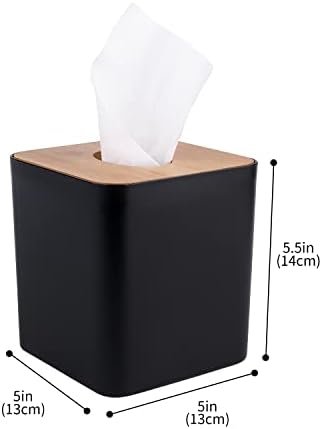 MOCHTERO Bamboo Tissue Box Holder 5x5x54in Black