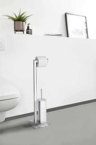 Wenko Toilet Brush with Marble Holder Onyx Steel WhiteSilver
