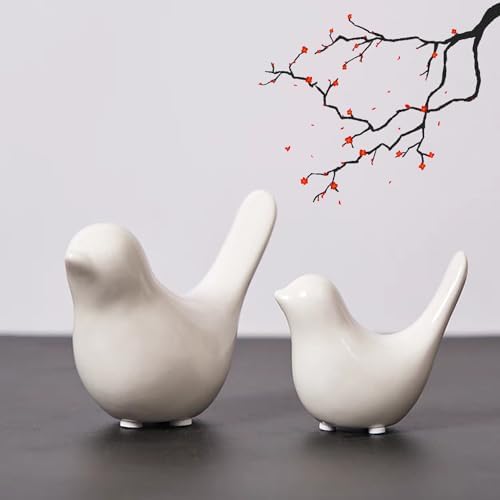 White Bird Statue 2 Pcs Modern Ceramic Home Decor