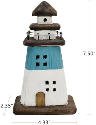 Wooden Lighthouse Decor Blue Nautical Centerpiece 1