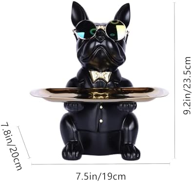 French Bulldog Resin Statue Key Holder Tray Decor
